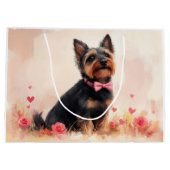 オーストラリアのテリアとバラ – バレンタインデー ラージペーパーバッグ (裏面)