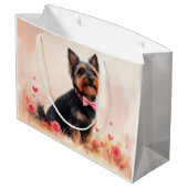 オーストラリアのテリアとバラ – バレンタインデー ラージペーパーバッグ (裏面アングル)