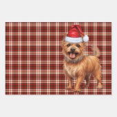 オーストラリアのテリアのクリスマスドッグレッド・プレイド ラッピングペーパーシート (正面2)