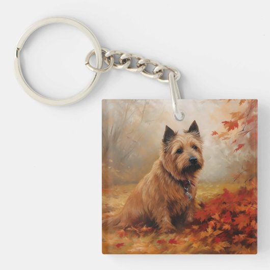 オーストラリアのテリアイン紅葉秋インスパイア キーホルダー (正面)