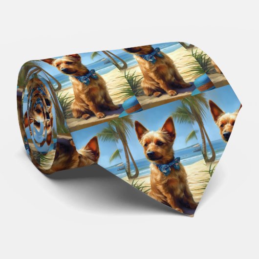 オーストラリアのテリアオンビーチ犬の恋人の夏のギフト ネクタイ (ロール)