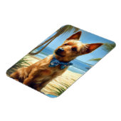 オーストラリアのテリアオンビーチ犬の恋人の夏のギフト マグネット (左側)