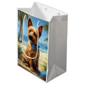 オーストラリアのテリアオンビーチ犬の恋人の夏のギフト ミディアムペーパーバッグ (正面アングル)