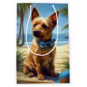 オーストラリアのテリアオンビーチ犬の恋人の夏のギフト ミディアムペーパーバッグ (正面)