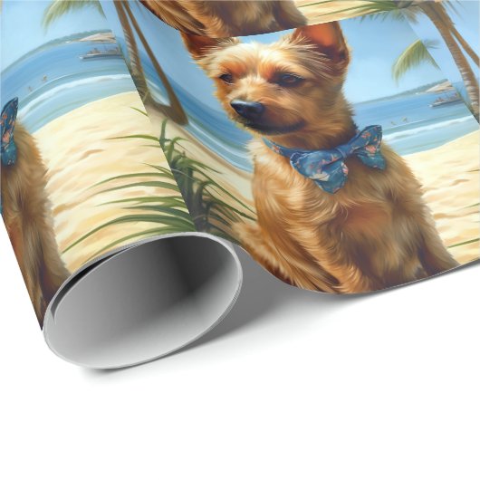 オーストラリアのテリアオンビーチ犬の恋人の夏のギフト ラッピングペーパー (ロールコーナー)