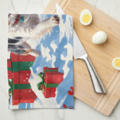オーストラリアのテリアクリスマスフェスティバルスノーシーン キッチンタオル (四つ折り)
