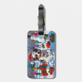 オーストラリアのテリアクリスマスフェスティバルスノーシーン ラゲッジタグ (裏面縦)