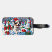 オーストラリアのテリアクリスマスフェスティバルスノーシーン ラゲッジタグ (裏面横)