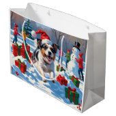 オーストラリアのテリアクリスマスフェスティバルスノーシーン ラージペーパーバッグ (裏面アングル)