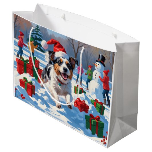 オーストラリアのテリアクリスマスフェスティバルスノーシーン ラージペーパーバッグ (裏面アングル)