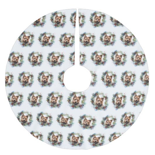 オーストラリアのテリアクリスマスリースフェスティバルカップ ブラッシュドポリエステルツリースカート (正面)