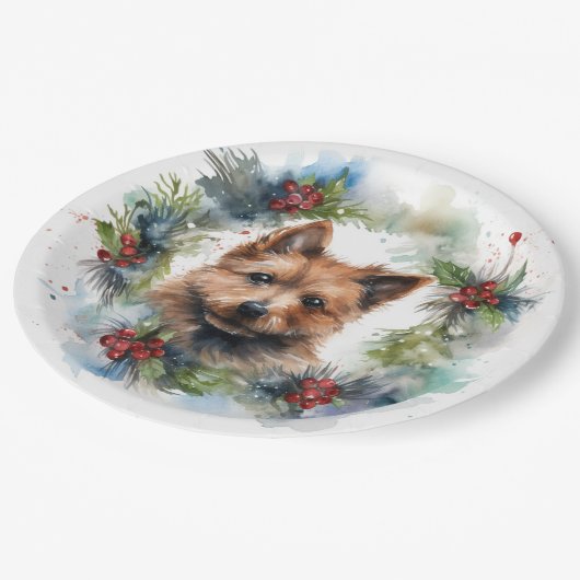 オーストラリアのテリアクリスマスリースフェスティバルカップ ペーパープレート (アングル)