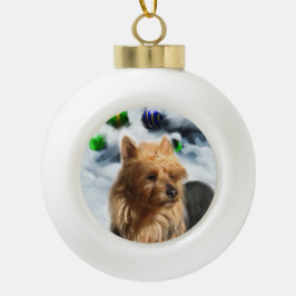 オーストラリアのテリアクリスマス セラミックボールオーナメント