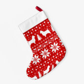 オーストラリアのテリアシルエット犬ホリデーレッド スモールクリスマスストッキング (裏面 (吊り時))