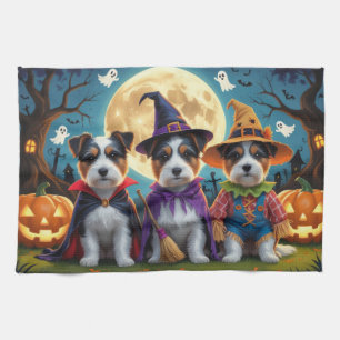 オーストラリアのテリアドッグスパンプキンハロウィンおもしろい キッチンタオル