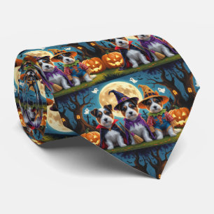 オーストラリアのテリアドッグスパンプキンハロウィンおもしろい ネクタイ