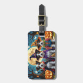 オーストラリアのテリアドッグスパンプキンハロウィンおもしろい ラゲッジタグ (正面縦)