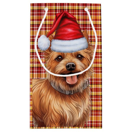 オーストラリアのテリアドッグホリデープレイドクリスマス スモールペーパーバッグ (裏面)