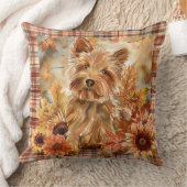 オーストラリアのテリアドッグ秋ウオーターカラーフラワー クッション (ブランケット)