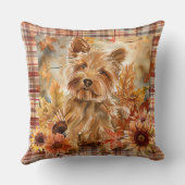 オーストラリアのテリアドッグ秋ウオーターカラーフラワー クッション (裏面)
