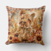 オーストラリアのテリアドッグ秋ウオーターカラーフラワー クッション (正面)