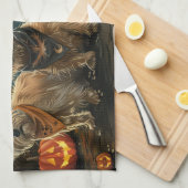 オーストラリアのテリアハロウィン不気味 キッチンタオル (四つ折り)