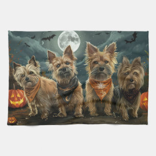 オーストラリアのテリアハロウィン不気味 キッチンタオル