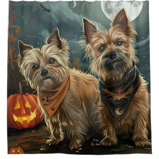 オーストラリアのテリアハロウィン不気味 シャワーカーテン (正面)
