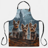 オーストラリアのテリアハロウィーンナイトドギー喜び エプロン (正面)