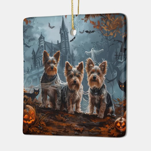 オーストラリアのテリアハロウィーンナイトドギー喜び セラミックオーナメント (左)