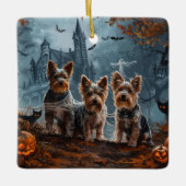 オーストラリアのテリアハロウィーンナイトドギー喜び セラミックオーナメント (正面)