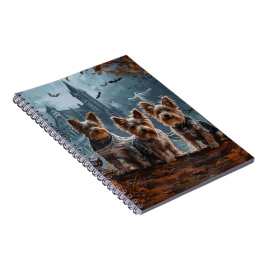 オーストラリアのテリアハロウィーンナイトドギー喜び ノートブック (右側)