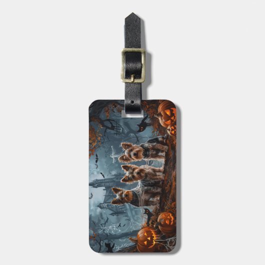 オーストラリアのテリアハロウィーンナイトドギー喜び ラゲッジタグ (正面縦)