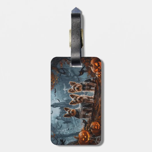 オーストラリアのテリアハロウィーンナイトドギー喜び ラゲッジタグ (裏面縦)