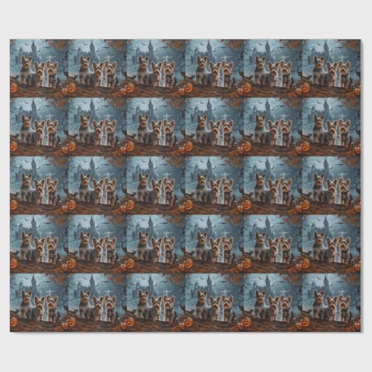 オーストラリアのテリアハロウィーンナイトドギー喜び ラッピングペーパー (フラット)