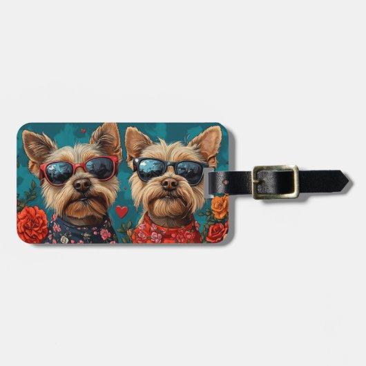 オーストラリアのテリアハートバラバレンタインデー ラゲッジタグ (正面横)