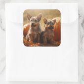 オーストラリアのテリアパピー秋の喜びカボチャ スクエアシール (バッグ)