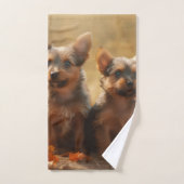 オーストラリアのテリアパピー秋の喜びカボチャ バスタオルセット (ハンドタオル)