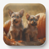 オーストラリアのテリアパピー秋の喜びカボチャ ペーパープレート (正面)