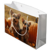 オーストラリアのテリアパピー秋の喜びカボチャ ラージペーパーバッグ (裏面アングル)