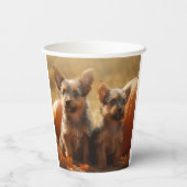 オーストラリアのテリアパピー秋の喜びカボチャ 紙コップ (裏面)