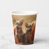 オーストラリアのテリアパピー秋の喜びカボチャ 紙コップ (正面)