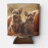 オーストラリアのテリアパピー秋の喜びカボチャ 缶クーラー (正面)