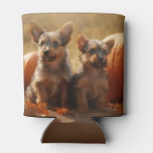 オーストラリアのテリアパピー秋の喜びカボチャ 缶クーラー (裏面)