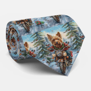 オーストラリアのテリアライディングオートバイクリスマス ネクタイ