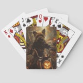 オーストラリアのテリアライディングオートバイハロウィーン トランプ (裏面)