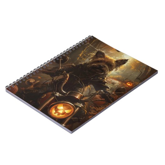 オーストラリアのテリアライディングオートバイハロウィーン ノートブック (左側)