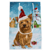 オーストラリアのテリア冬のワンダーランドクリスマス ミディアムペーパーバッグ (裏面)