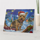 オーストラリアのテリア犬がそりの雪のクリスマスに カード (正面)