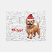 オーストラリアのテリア犬と名前クリスマスホリデー フリースブランケット (正面(横))
